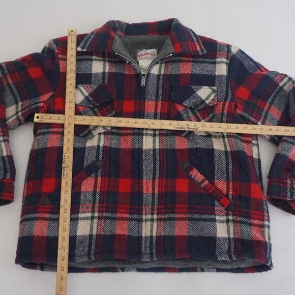 Vintage '70S Golden Bay Navy Red Plaid Teddy Bear Lined Rare Outdoor Jacket 2XL - Picture 4 of 13